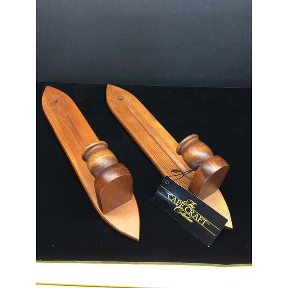 Vtg The Cape Craft Collection Wood Wall Sconces Candle Holders NEW - Set of 4 - Picture 4 of 16